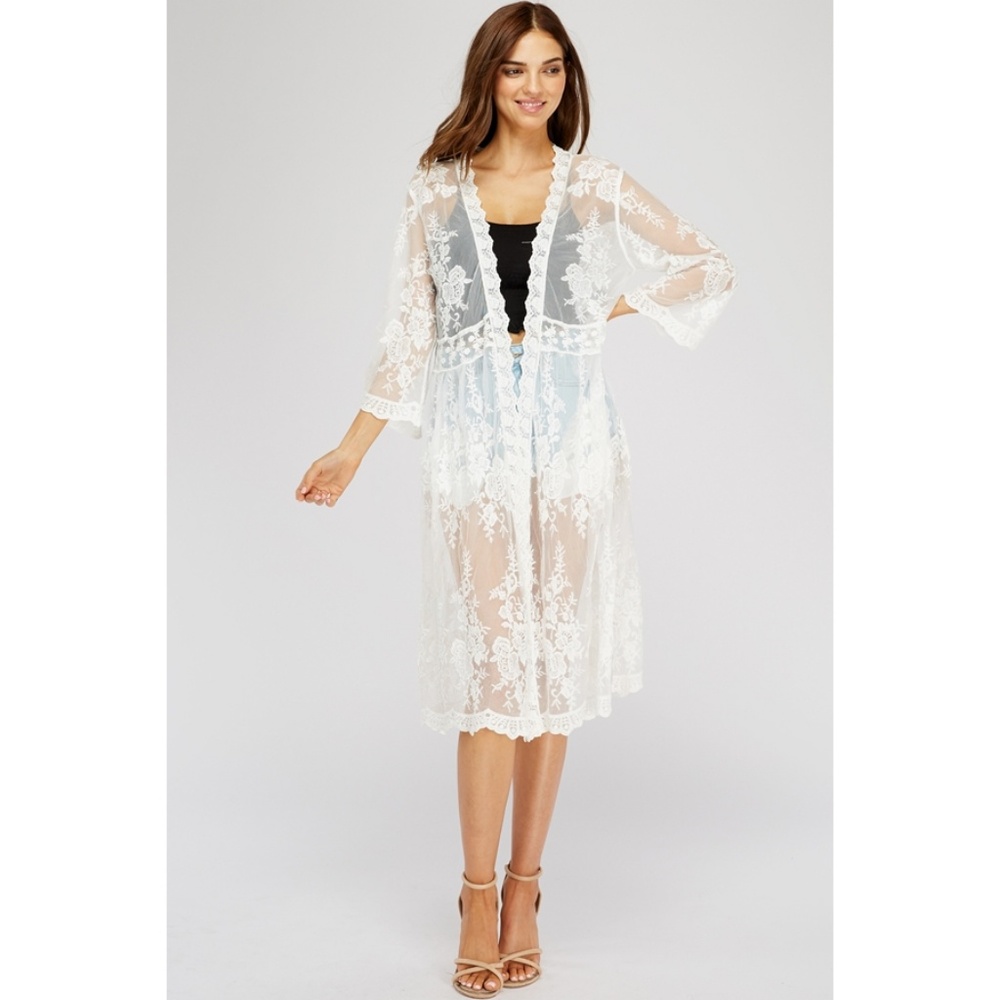 NWT Lace Kimono Cardigan in Ivory - Picture 4 of 7